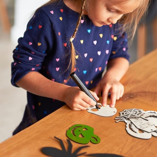 Halloween Wooden Cutout Ornaments Set - Unfinished Ghost Pumpkin Witch Shapes