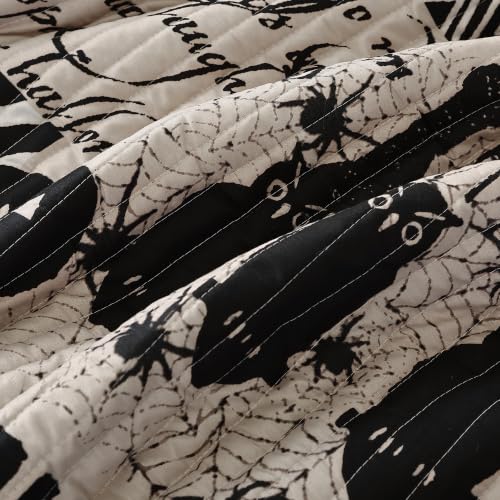 Grey Halloween Throw Blanket 50x60 Pumpkin Spider Ghost Pattern Soft Quilt