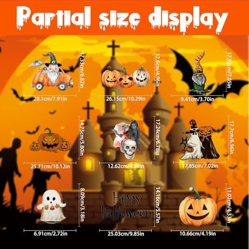 Halloween Window Cling Stickers - Reusable Ghost Pumpkins Bats Decor Set - 102 Pieces