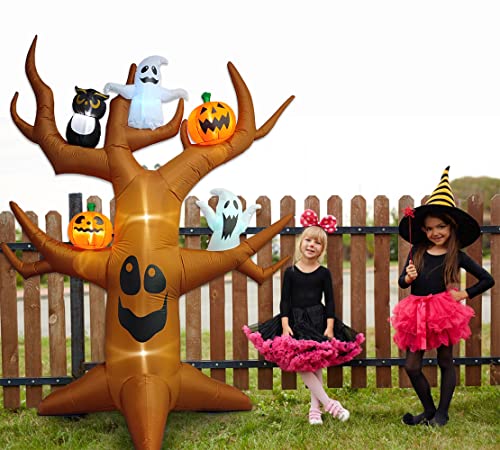 9ft Halloween Inflatable Ghost Tree with RGB LED Outdoor Yard Decoration