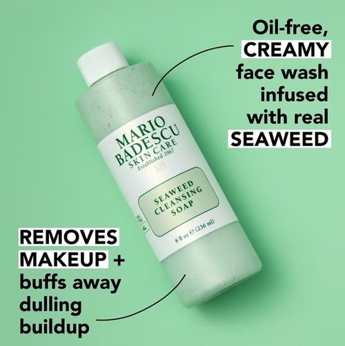 Mario Badescu Seaweed Cleansing Soap - Gentle Exfoliating Cleanser for All Skin Types | Creamy Formula with Seaweed Grains