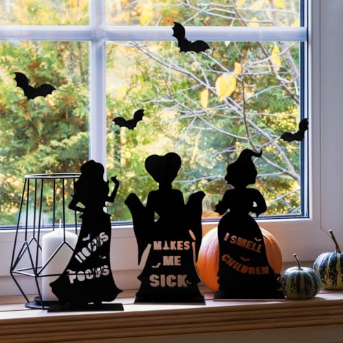 Halloween Witch Wooden Table Centerpieces Set - Spooky Fall Decor