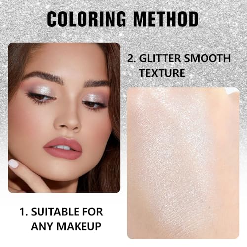 Pearl White Shimmer Eyeshadow Palette - Glitter & Metallic Shades, 0.04 oz - A12 Variation