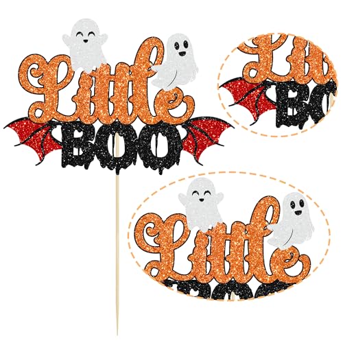 Halloween Little Boo Cake Topper - Orange 1Pc Ghost Party Decorations