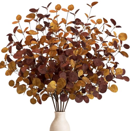 Fall Decor 6Pcs 28-Inch Faux Eucalyptus Stems for Thanksgiving Autumn Home