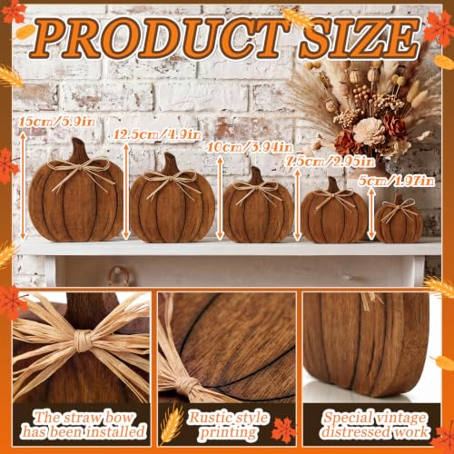 Gerrii 5-Piece Rustic Wooden Fall Pumpkin Decor Set - Classic Style