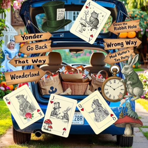 Wonderland Party Decorations Set - Alice Themed Wall Art & Props for Events