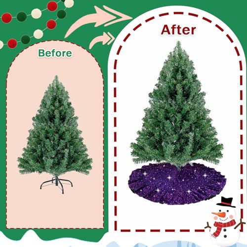 Purple Ruffled Christmas Tree Skirt 45 Inches for Holiday Decor - Variation of Purple-Ruffled / 45 Inches