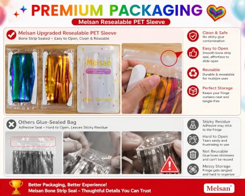 Rainbow Foil Fringe Curtains - 3.2 x 6.56 ft Party Backdrop & Decorations - Pack of 2