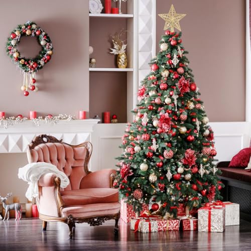 Green 4ft Artificial Spruce Christmas Tree with 450 Branch Tips, Top Star & 100 LED Lights