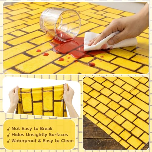 Yellow Brick Tablecloth Roll 100FT x 54IN Halloween Party Cover with Cutter