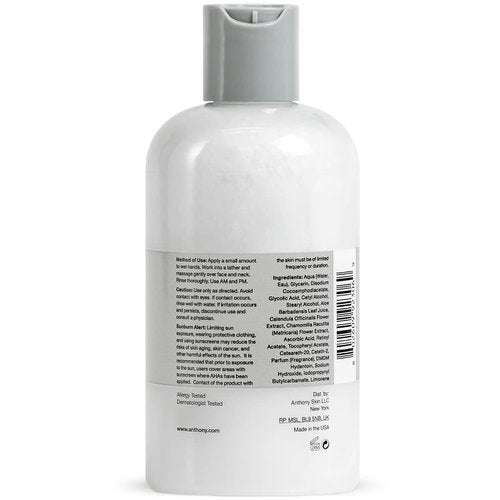 Anthony Glycolic Facial Cleanser - Daily Exfoliating & Hydrating Face Wash for Men | 8 Fl Oz