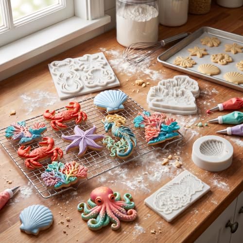 Marine Theme Silicone Mold Set of 4 for Cake Decorating & Crafts - Style D