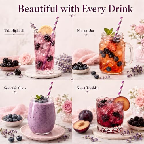 Purple Paper Drinking Straws for Parties and Events - 100 Pack