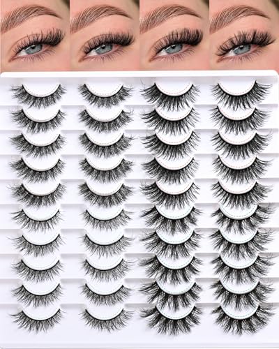 False Eyelashes Fluffy Cat Eye Lash Strips Set - 4 Styles, Natural & Reusable