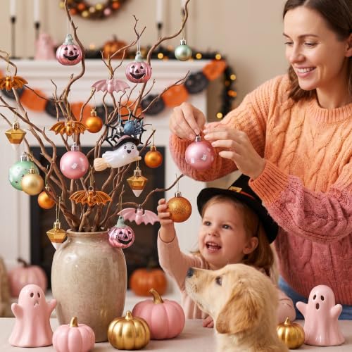 Halloween Ghost Tree Ornaments Set - Shatterproof Hanging Decorations, 40 Pieces