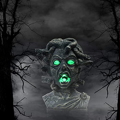 12 Inch Animated Medusa Bust Halloween Decoration with Lights and Sound - Snake Head Variation