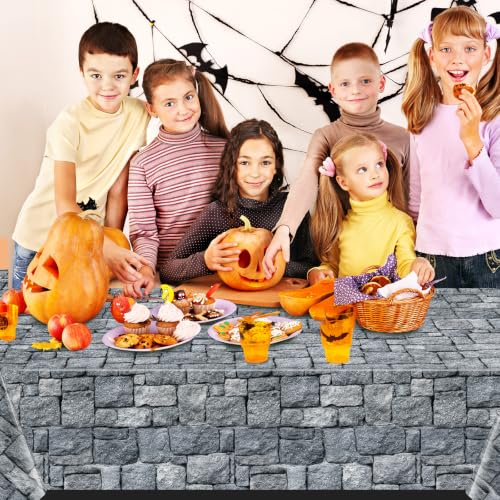 200 FT x 54 Inch Stone Wall Plastic Tablecloth Roll - Halloween & Event Decor Variation 1