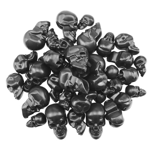 Small Black Plastic Skull Heads Decor Pack of 3 - Halloween Crafts & Party Decorations