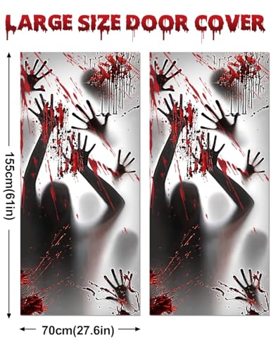 Bloody Halloween Wall Decal Set - Spooky Door Cover, Window Clings & Floor Stickers