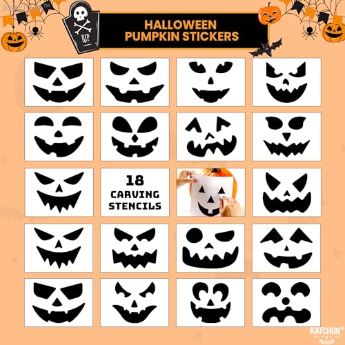 Pumpkin Carving Kit with 13 Heavy Duty Stainless Steel Tools & 18 Halloween Stencil Designs