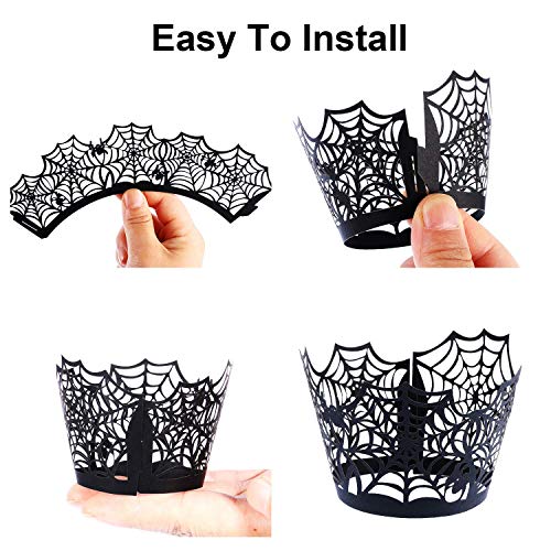 Halloween Spiderweb Cupcake Wrappers - Laser Cut Paper Liners - 50 Pack - Variation A