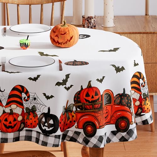 Halloween Tablecloth 60x84 Inch Oval Gnome Pumpkin Ghost Decorations Waterproof