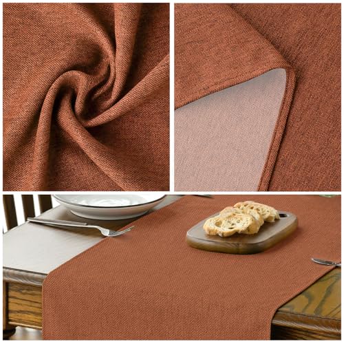 Rusty Orange Table Runner 13x36 Inch Fall Thanksgiving Kitchen Decor - Washable