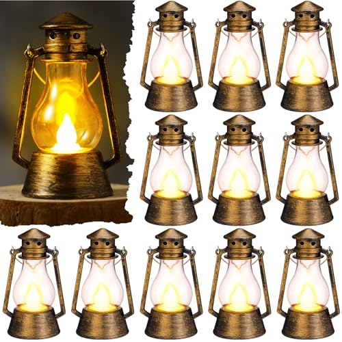Bronze Mini Lantern Set - 12 Pack 4-Inch Tabletop Camping Decor