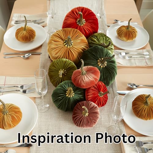 Your Heart's Content Velvet Pumpkin Set of 3 Small Autumn Decor - Bronze Rust Variation
