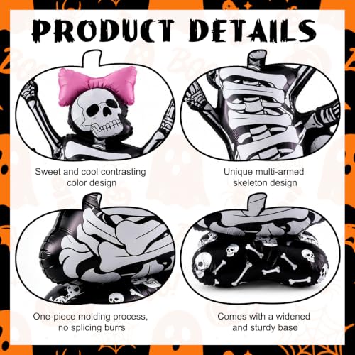 Fudefer 2-Pack Self Standing Skeleton Balloons - 3.8FT Halloween Decor