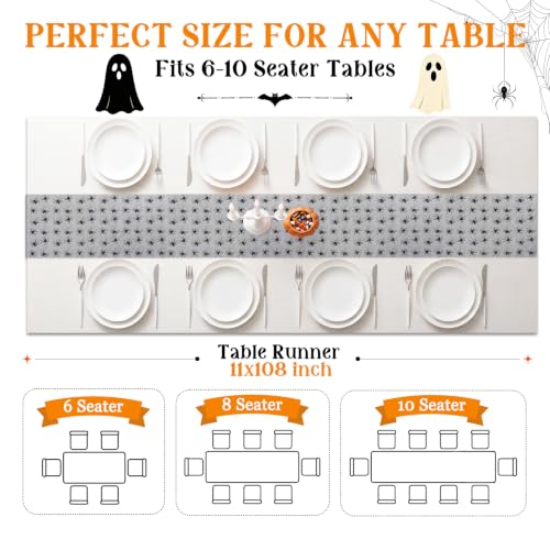 Halloween Black Spider Table Runner 11x108 Inch - Mesh Spooky Decor - Variation of THIS listing