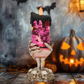 Ghost Snow Globe Flameless Candle with Timer - Skeleton Hand Halloween Decor - 4 Ghosts
