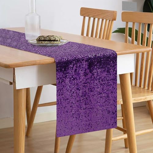 Purple Sequin Table Runner 12 x 72 Inches - Pack of 10, Wedding & Party Decor