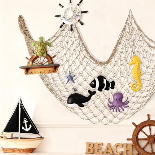 X Large Fish Net Decor 5x10 Ft - Caramel 2-Pack Nautical Beach Party Decor