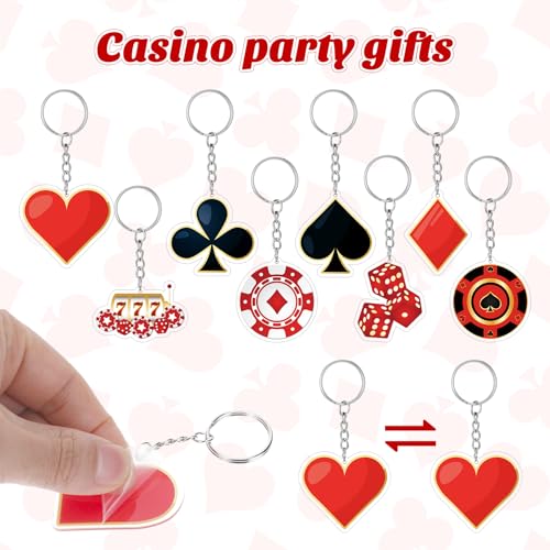 50 Pcs Casino Theme Acrylic Keychains Bulk Party Favors Decorations