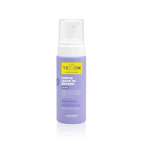 Alfaparf Milano Yellow Professional Silver - Purple Leave-In Mousse for Cool Blonde & Gray Hair - 5.41 fl oz