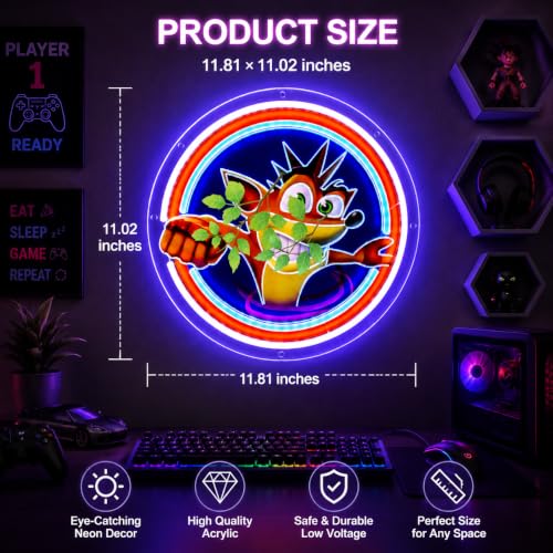Cartoon Animal Neon Sign LED Wall Light for Gaming Room & Bedroom - Orange, White & Blue Variations