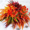 Artificial Fall Flowers Bundle - Autumn Orange & Red Decor for Indoor & Outdoor Seasonal Displays