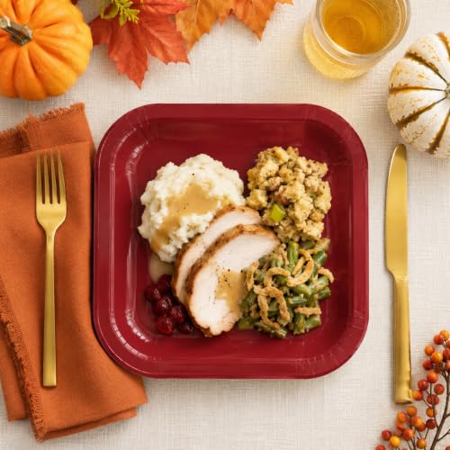 Multicolor 48pcs Fall Disposable Square Paper Plates 7 Inch Party Decor