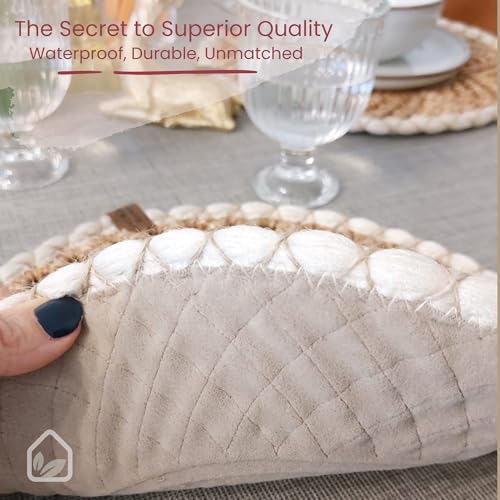 White & Natural 13-Inch Round Braided Placemats Set of 6 Handmade Table Mats