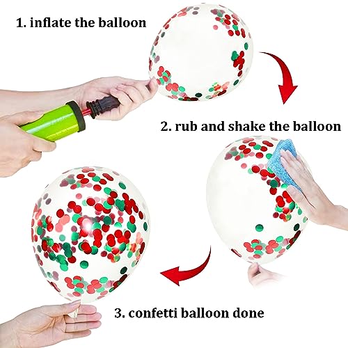 Christmas Colors Confetti Balloons Set - 50pcs 12 Inch Red Green Party Decorations