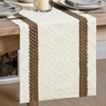 12x72 Inch Coffee Stripe Woven Table Runner - Rustic Home Decor