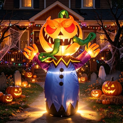 Halloween Inflatable Pumpkin Monster Light Up Yard Decoration - Oval