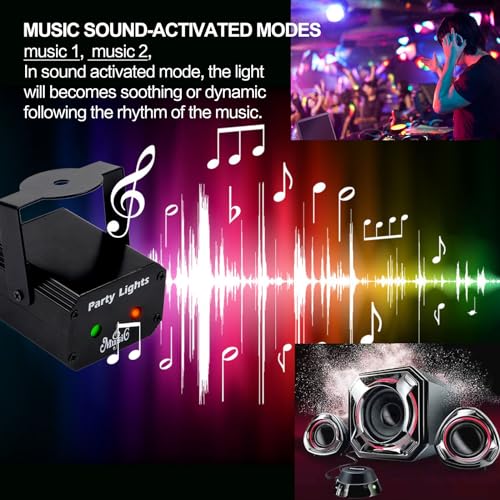 Sound Activated Party Lights with Remote Control - Disco LED Stage Projector for Home & Events