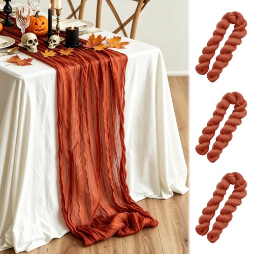 Halloween Terracotta Cheesecloth Table Runner 35x120 Inches - 3 Pack