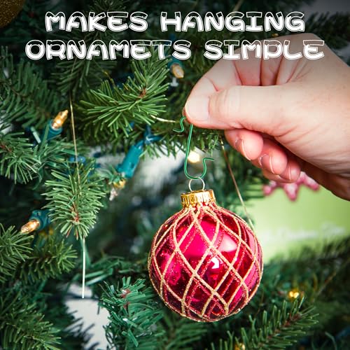 Green Christmas Ornament Hooks 100 Pcs - Easy Hang Metal Wire Tree Decor