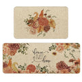 Fall Dahlia Pumpkin Kitchen Mats Set - 17 x 29 & 17 x 47 Inches, Thanksgiving Decor