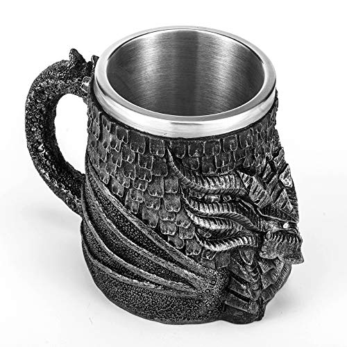 Medieval Dragon Beer Mug - 17oz Stainless Steel Drinkware for Collectors & Themed Parties
