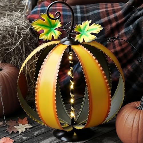 Large Orange Pumpkin Decor with Light - Fall Garden & Indoor-Outdoor Halloween Thanksgiving